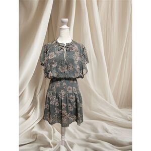 Bishop + Young Women's Sienna Smocked Dress Jade Paisley Floral Size S Casual